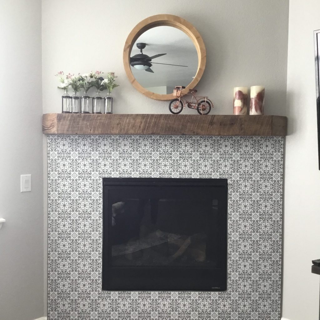 reclaimed barnwood fireplace mantel
